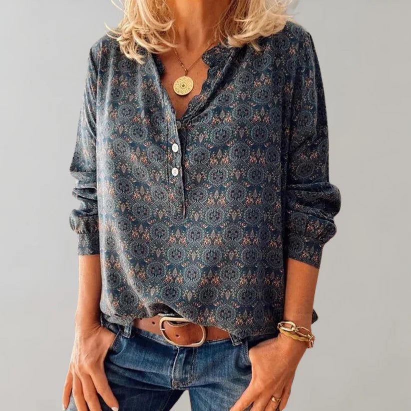 Nanna- Klassische Bluse Blau