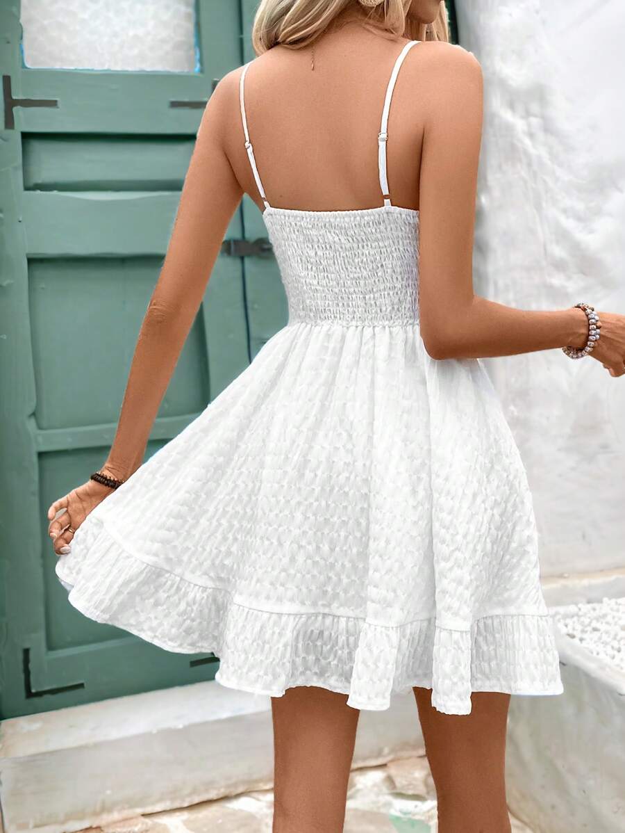 Nele – Einfarbiges Cami-Kleid Damen Ärmellos Mit Rüschen 2