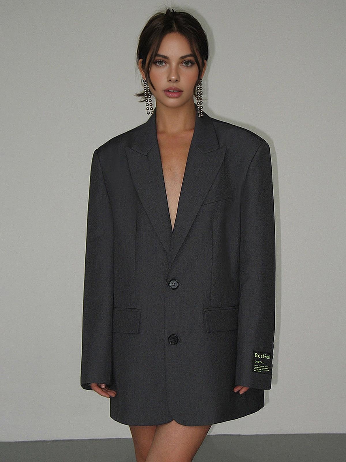 Nele – Oversized Klassischer Blazer für Damen Grijs