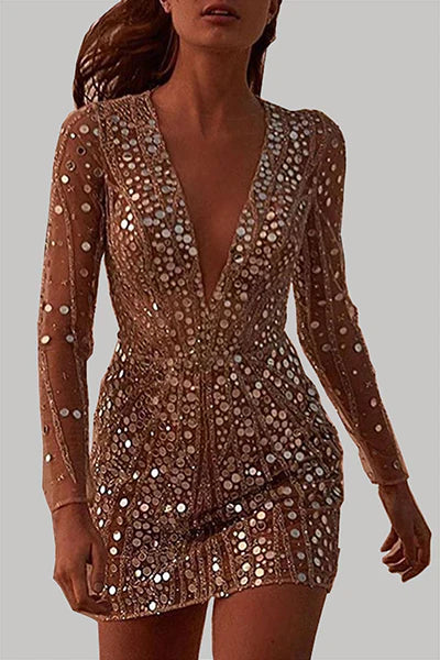 Nelia- Paillettenbesetztes Minikleid