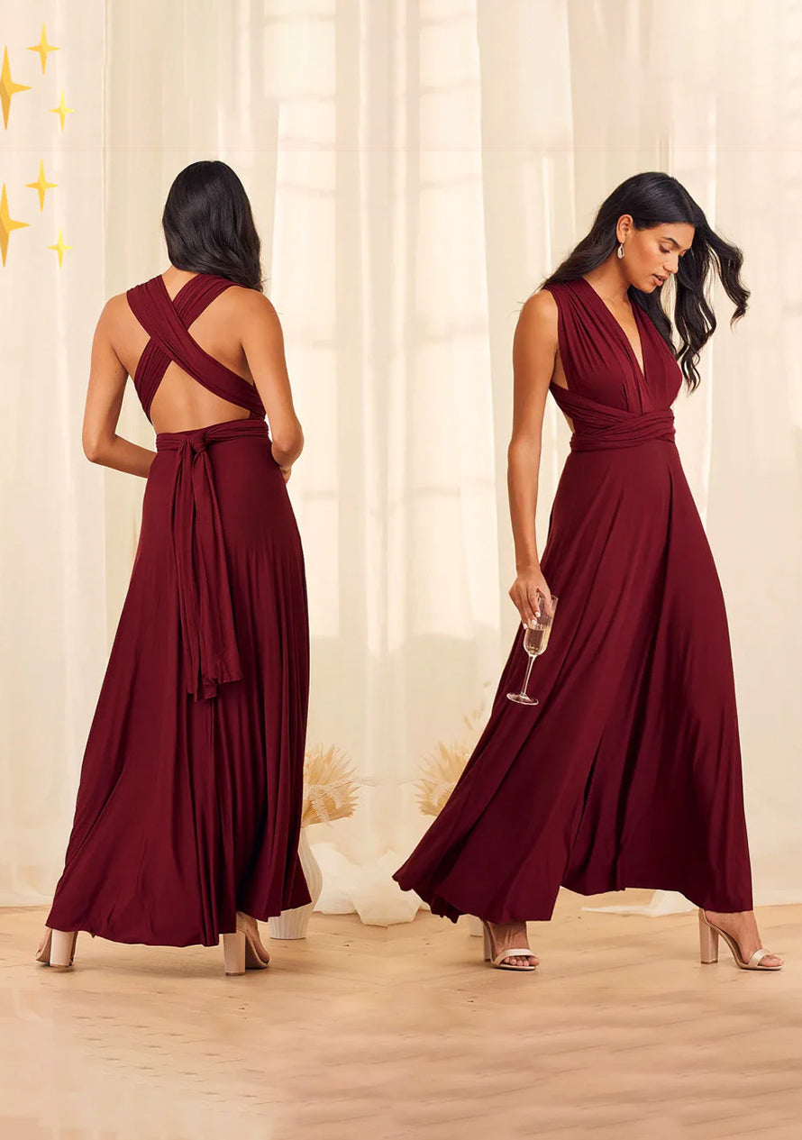 Nessa- Multiway Wickelkleid Burgunderrot