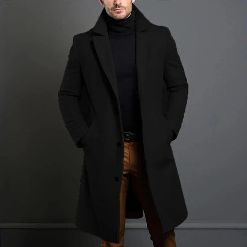 Nils - Hochwertiger Wollmantel für Herren Schwarz
