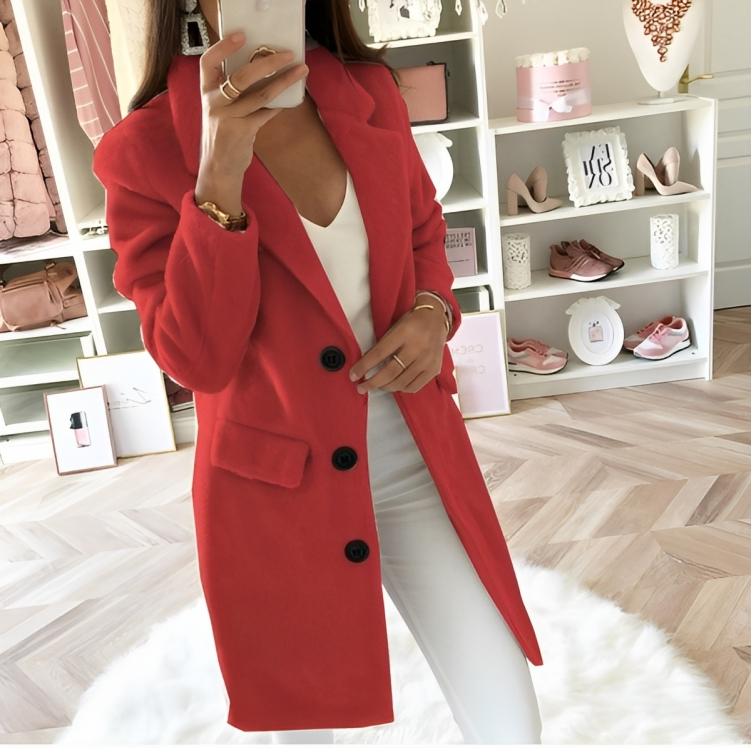 Ninette - Stilvoller Herbst und Wintermantel Rot