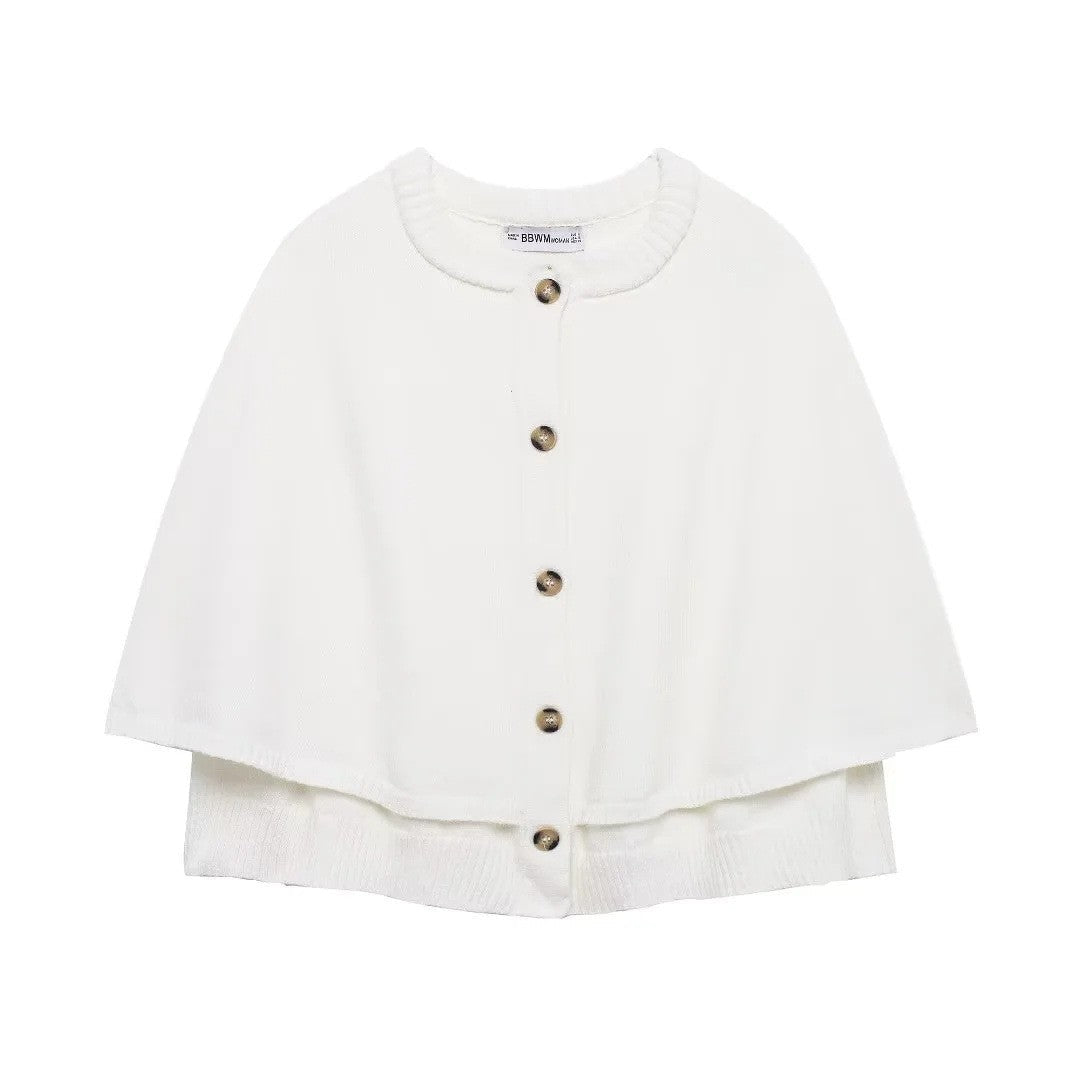 Simone – Warmer Poncho Mit Knopf-Detail