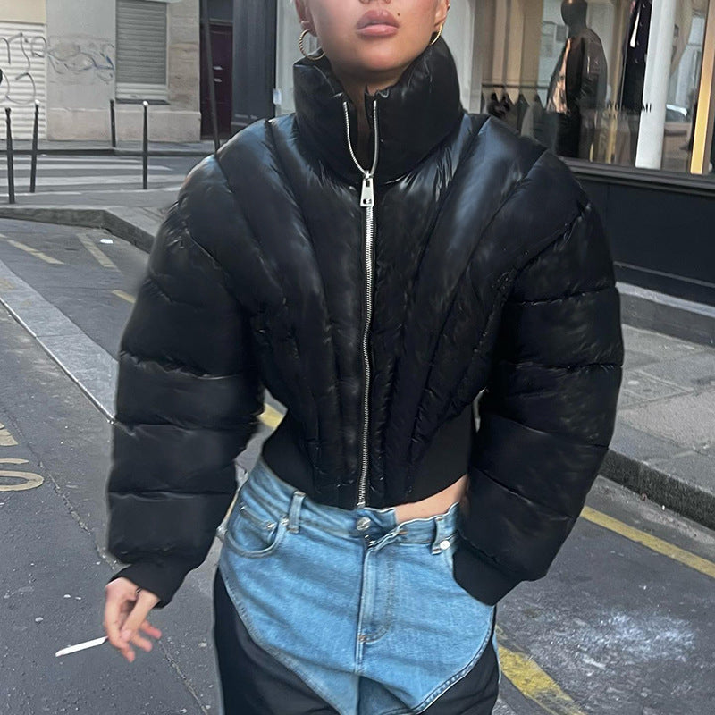 Denise – Modische Kurze Steppjacke Mit Hohem Kragen