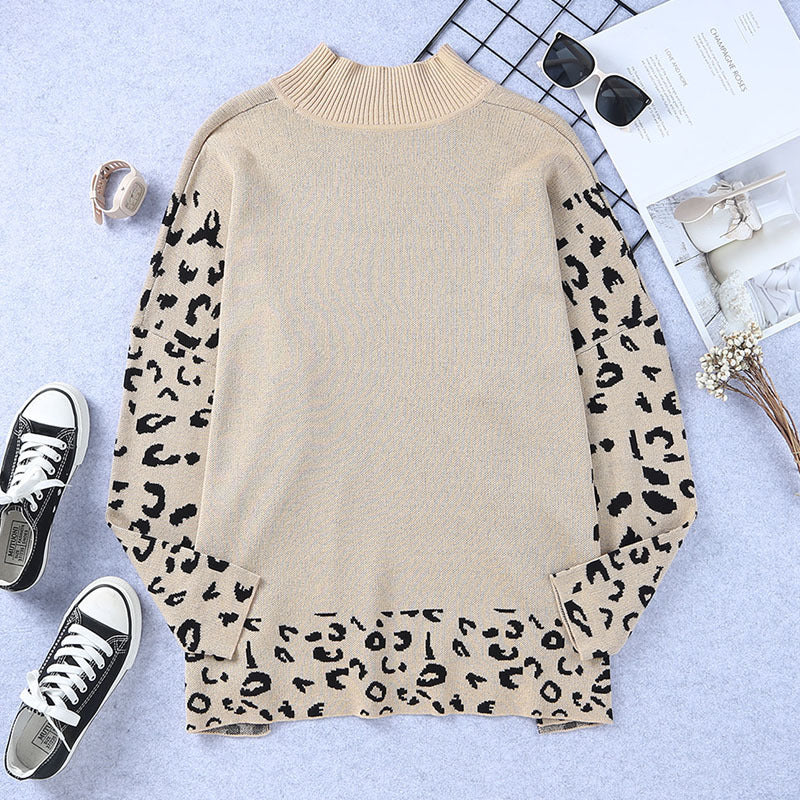 Lorena – Oversized Damenpullover Mit Muster Hoher Kragen