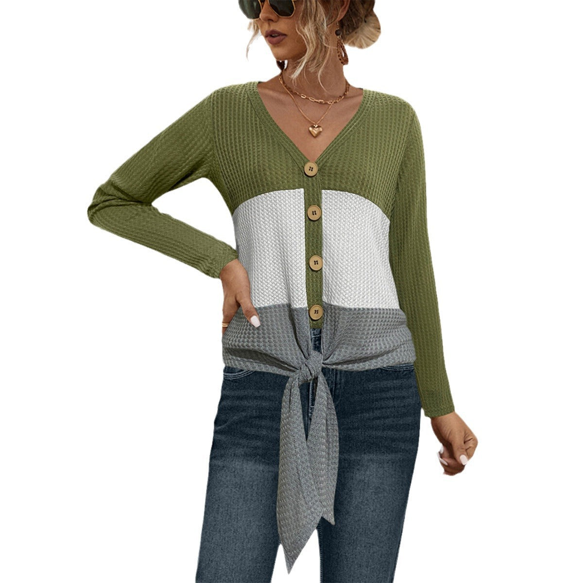 Sabine – Strickjacke Mit Bindedetail Und Gestreiftem Muster