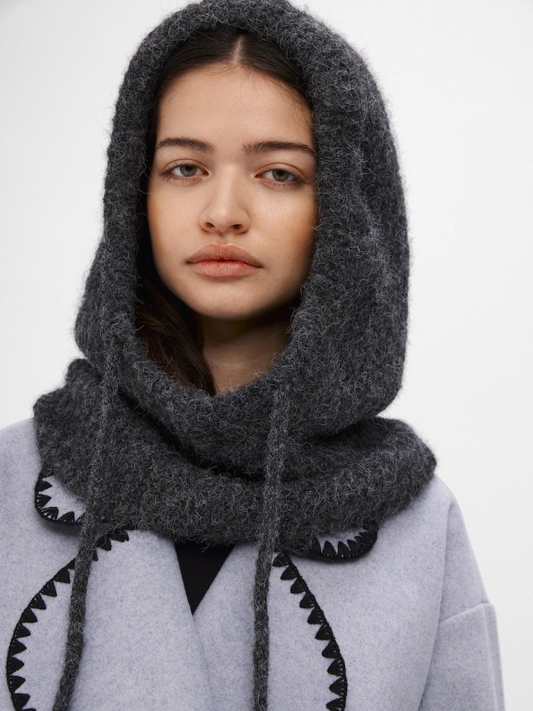 Objekt - Gestrickte Balaclava Dunkelgrau Melange 1