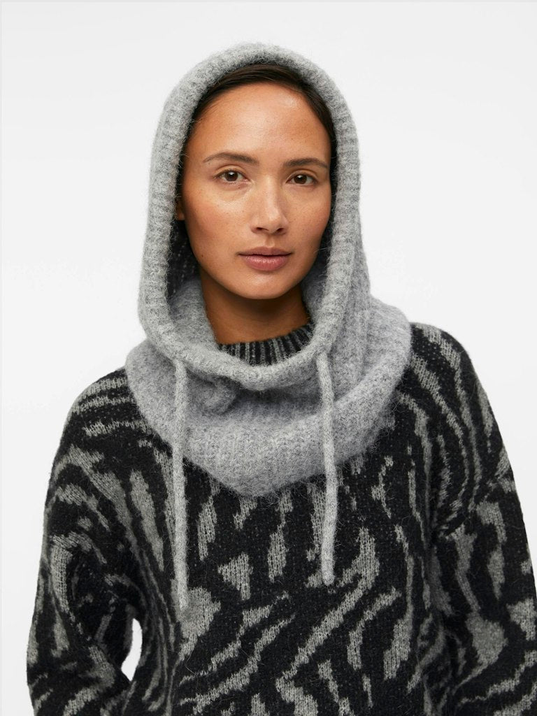Objekt - Gestrickte Balaclava Hellgrau Melange