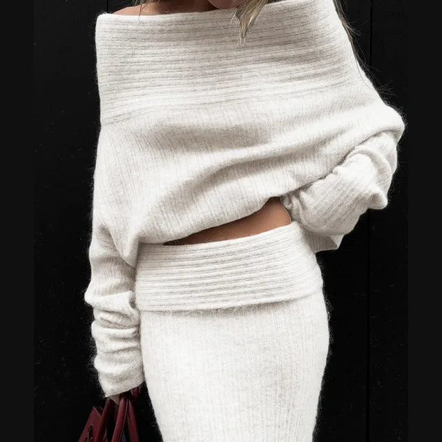 Lara - Off Shoulder Strickpullover Damen Elegant