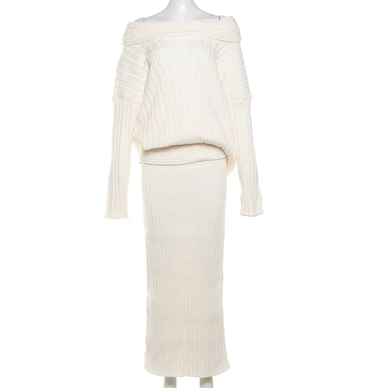 Lara - Off Shoulder Strickpullover Damen Elegant