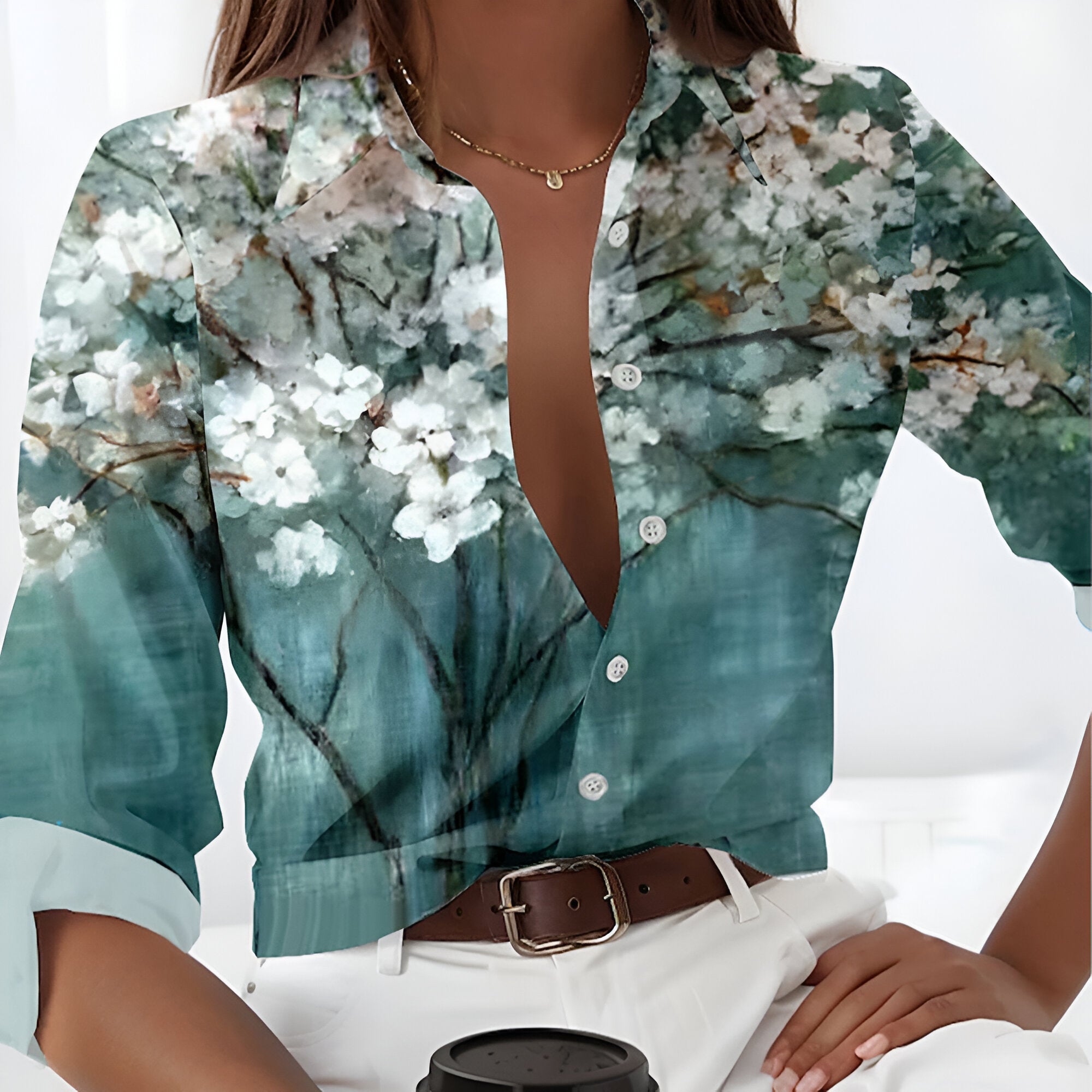 Oliana- Klassisches Hemd Mit Marmorprint-Design 6