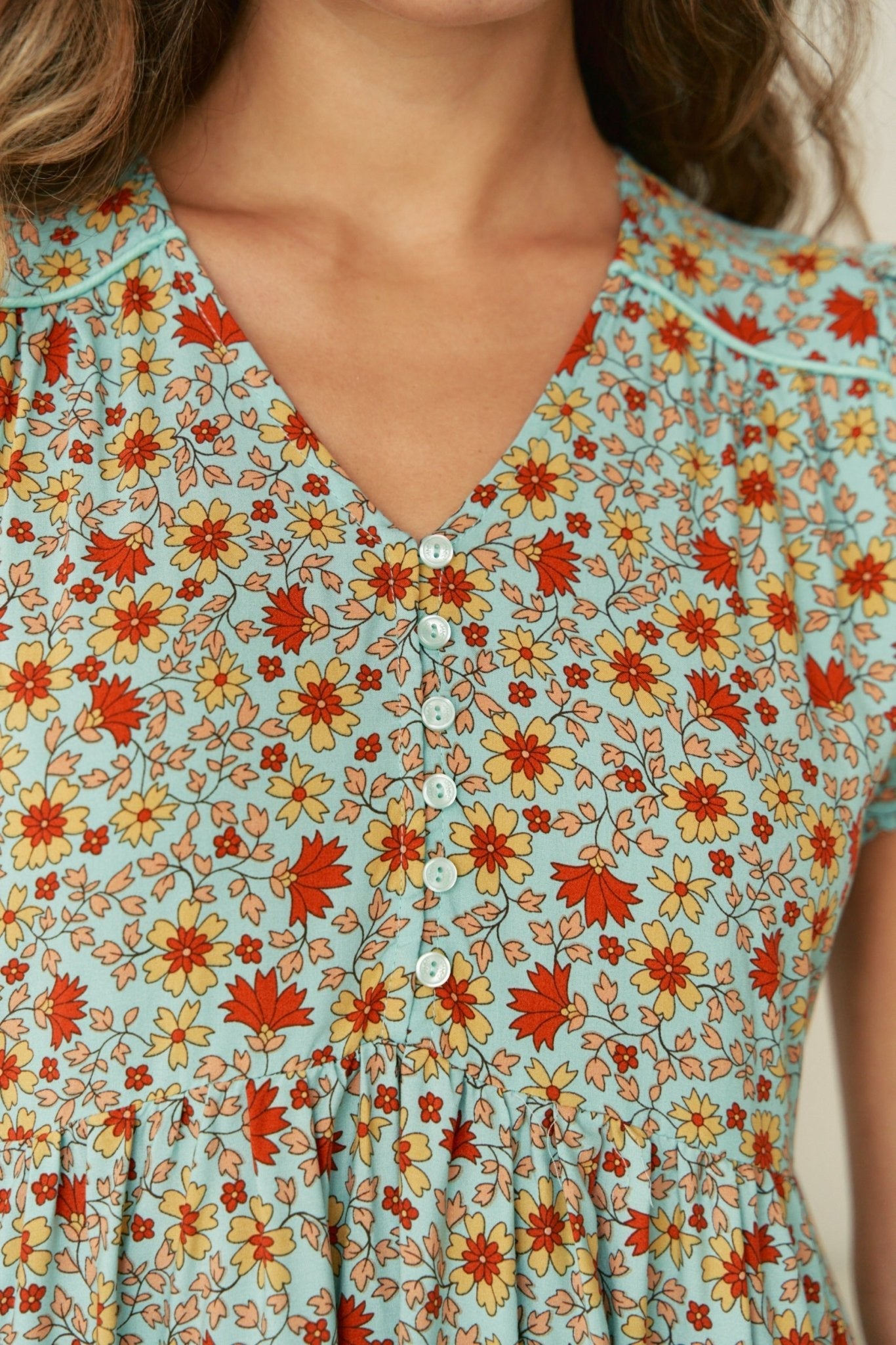 Ophelia- Boho Sommerkleid mit Blumenprint und V-Ausschnitt 5