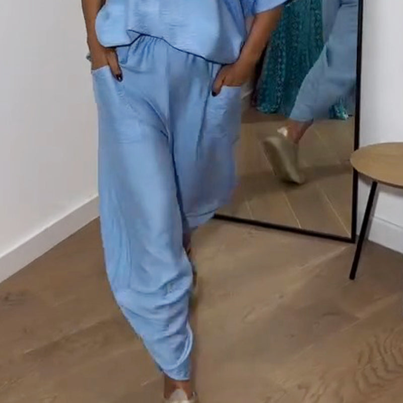 Ornella- Zweiteiler mit Top und Hose Blau 3