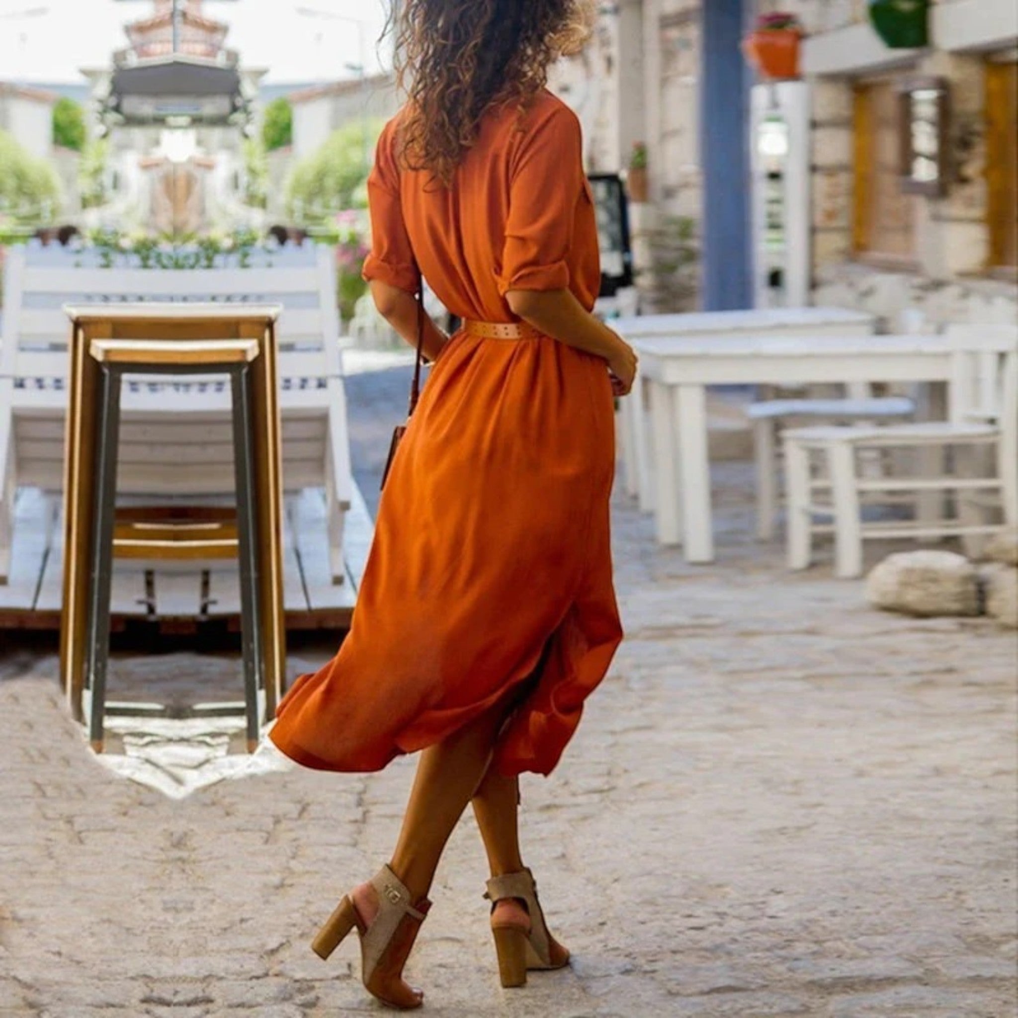 Orysia- Sommerkleid Mit Taschen Für Frauen Orange 2