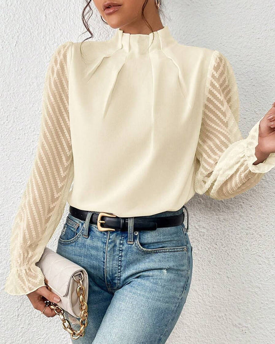 Ovidia - Elegantes und langärmeliges Damen-Oberteil im maritimen Stil Beige