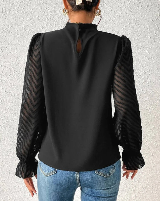 Ovidia - Elegantes und langärmeliges Damen-Oberteil im maritimen Stil Schwarz 1