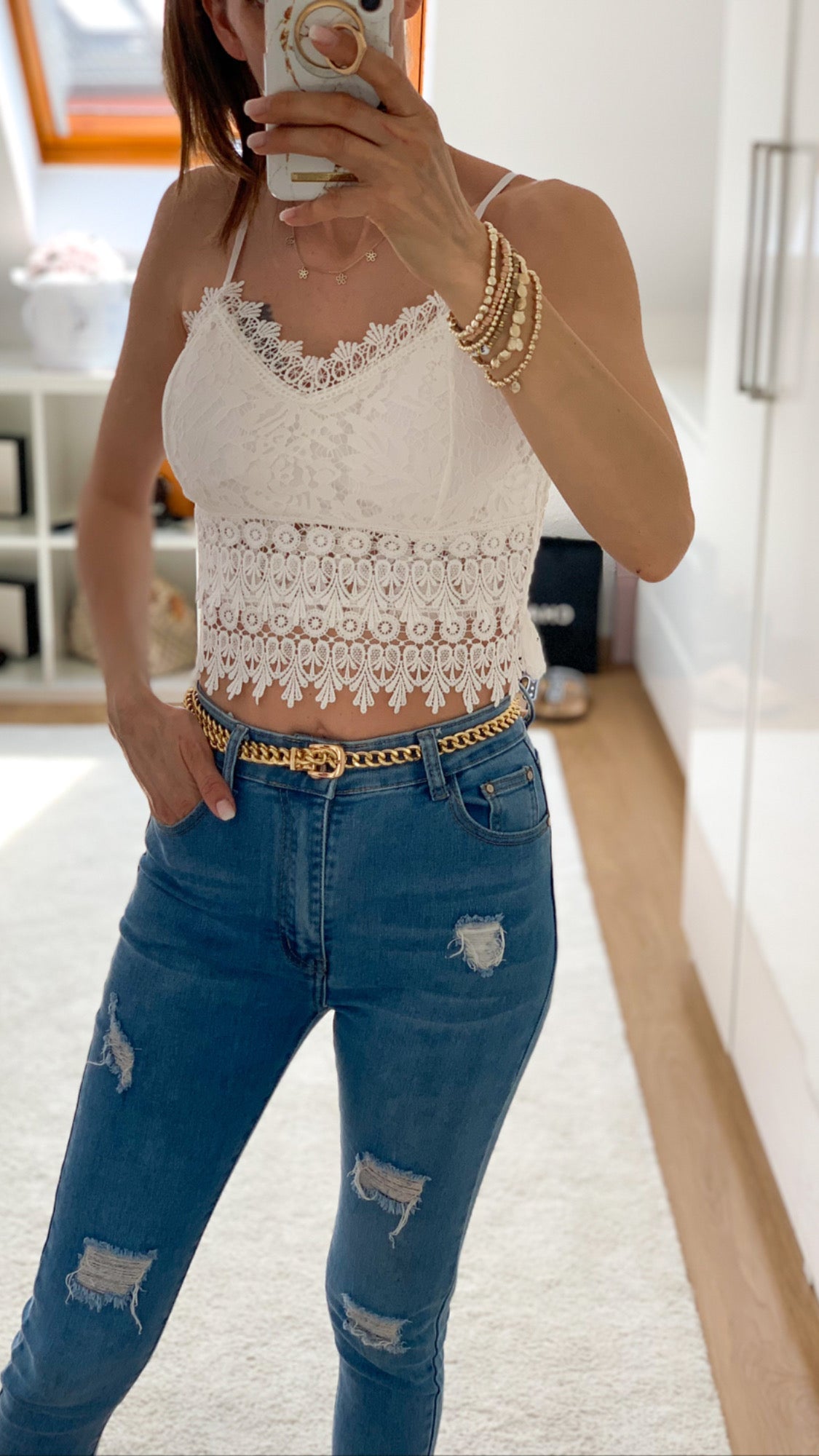 Palmira- Crop Top aus Spitze in Weiß 9