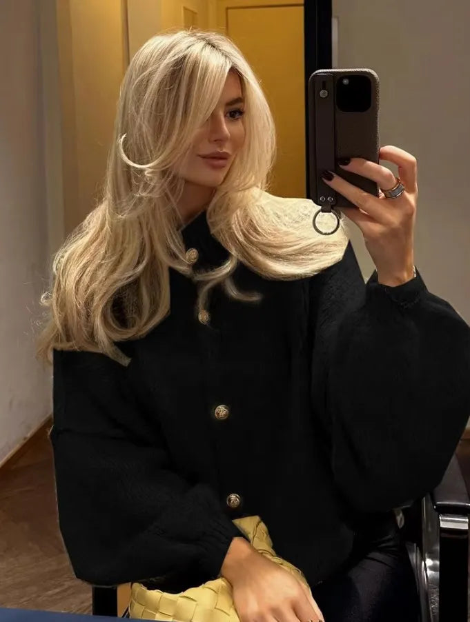 Paola - Oversized Cardigan Damen Weich & Modern Schwarz