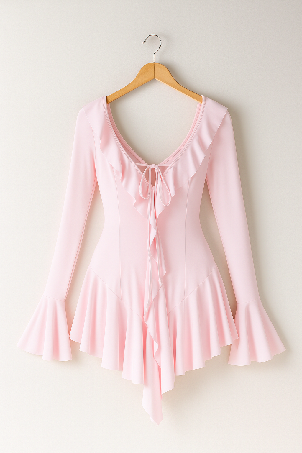 Pascuala- Mini Kleid mit Rüschen und Trompetenärmeln Rosa 1