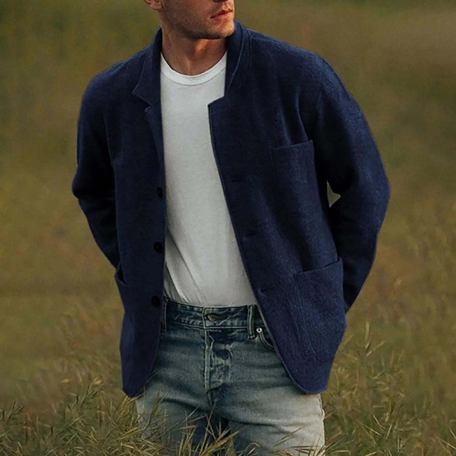 Patrick - Herbstlicher Moderner Casual Herrenblazer Blau