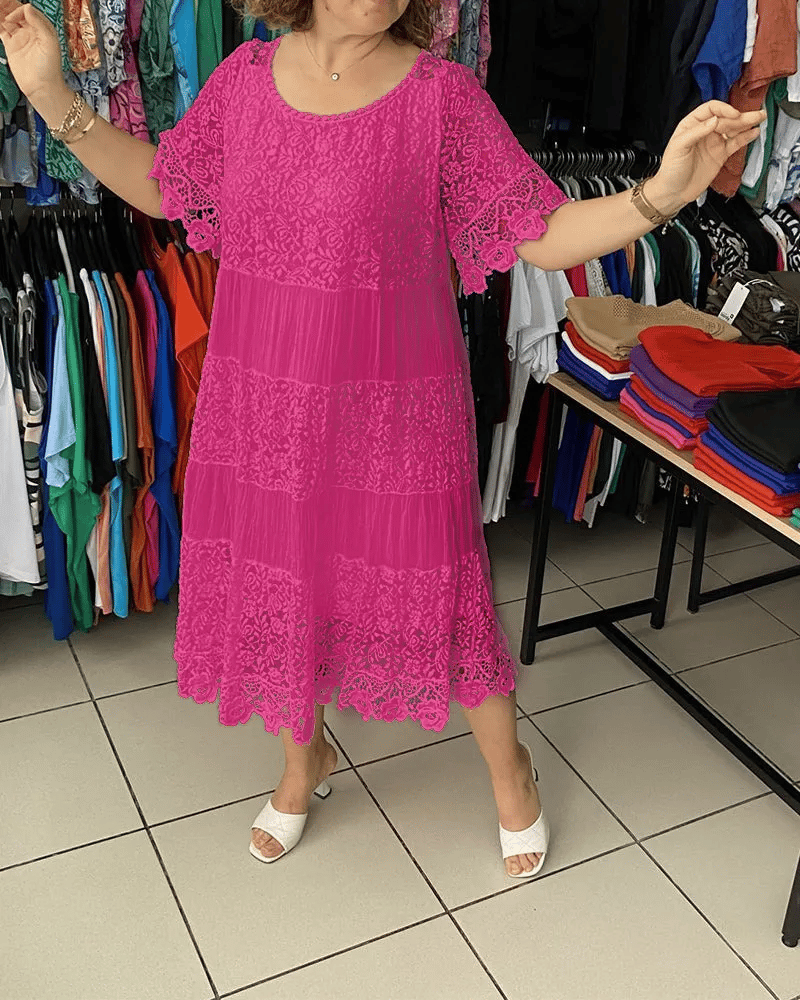Paula- Stilvolles Kleid Mit Feiner Spitzenverzierung Pflaumenrot