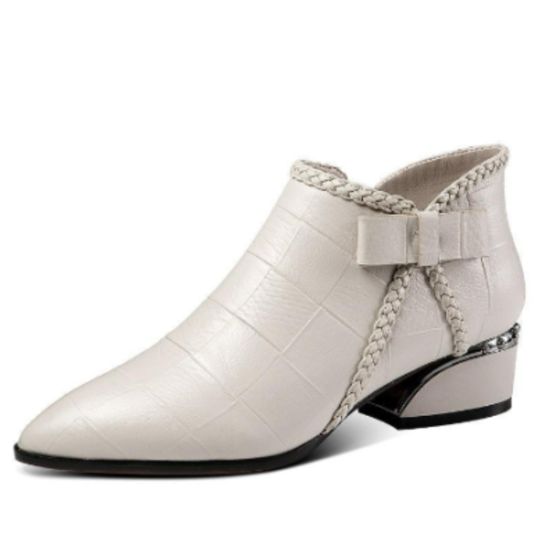 Pauli - Vintage Damen Stiefeletten mit Absatz Beige