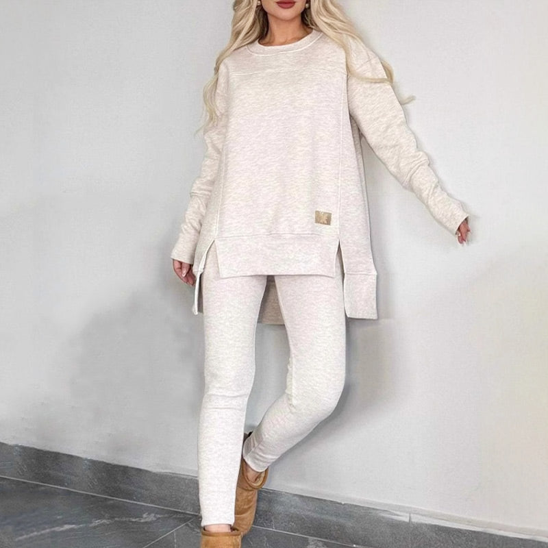 Petronella - Sweatshirt & Bodycon-Hosen-Set Damen Elegant Grau