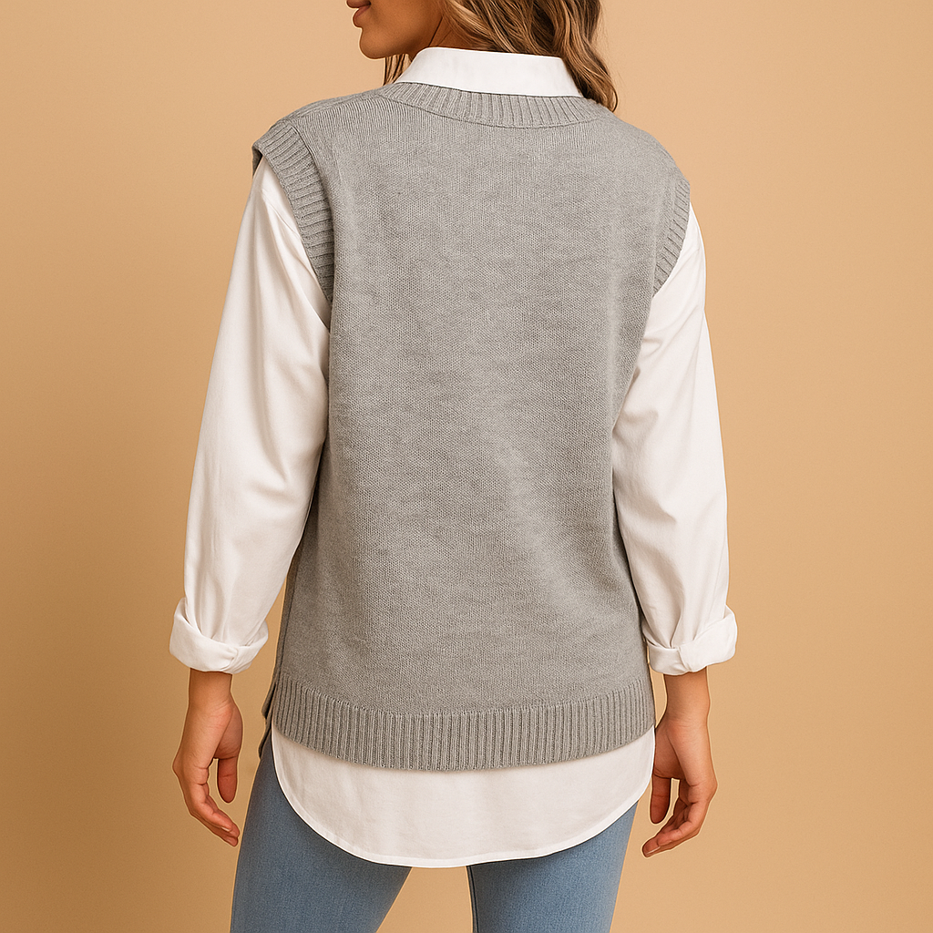 Philine  - Zopfstrick-Weste mit V-Ausschnitt für Damen Aprikose