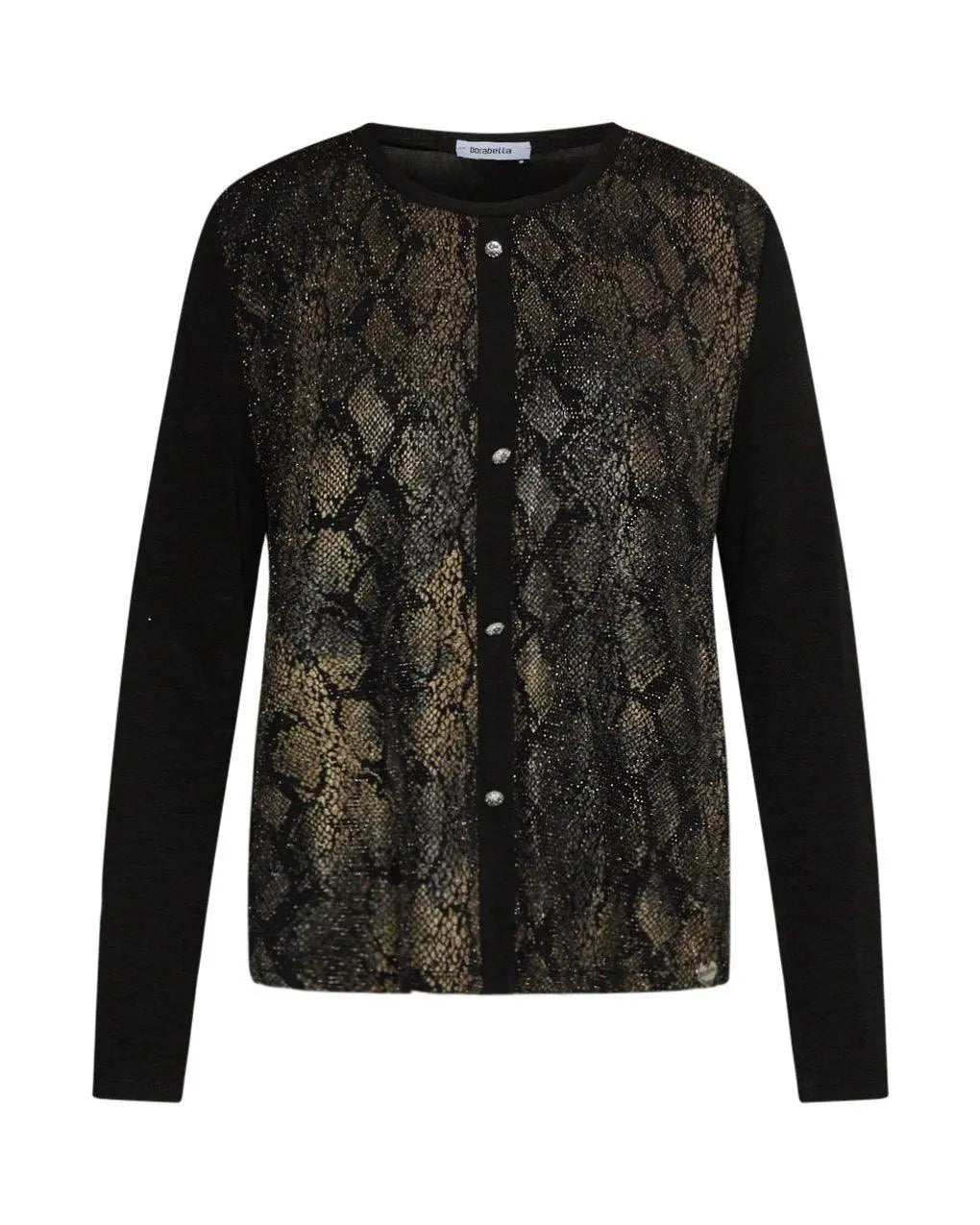 Philipa - Schlangenmuster Lurex Pullover für Damen Schwarz