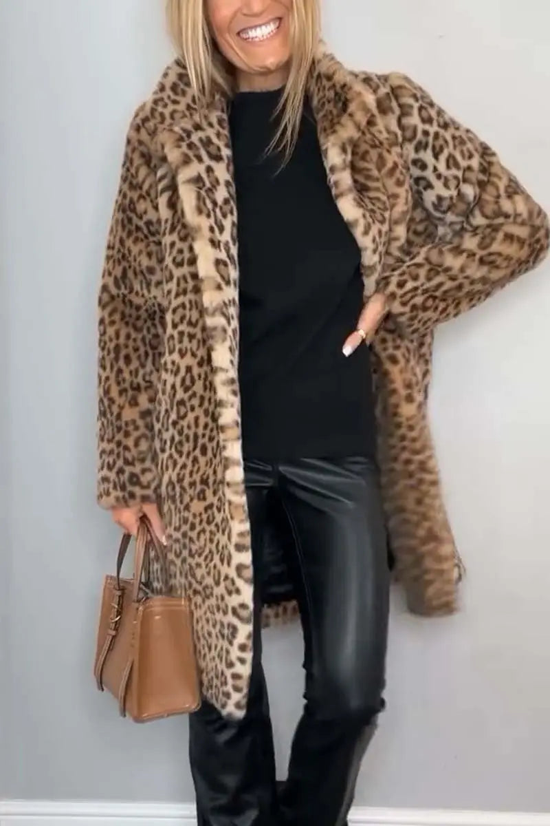 Quena - Warme Damen Kunstfell Jacke für Winter Tier lang