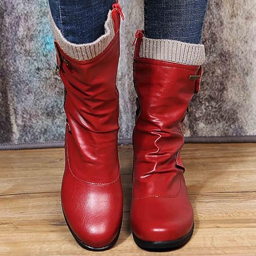 Queniva - Ortho Zipper Damen Winterstiefel Rot
