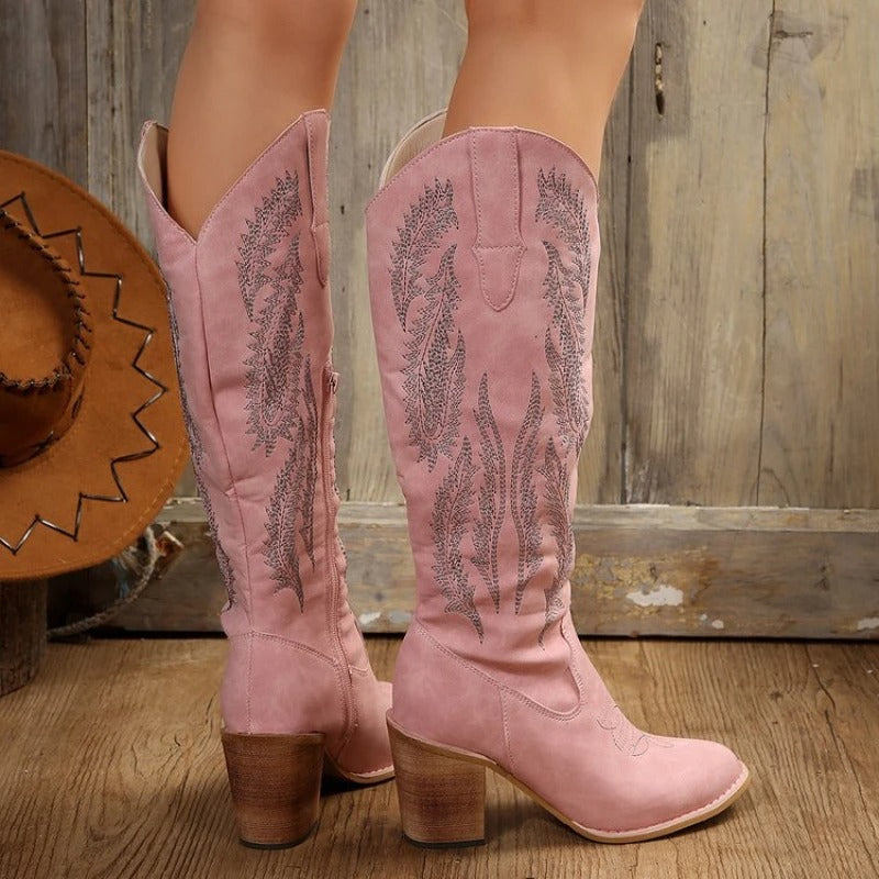 Quiana - Cowboystiefel mit Lederriemen Rosa 3
