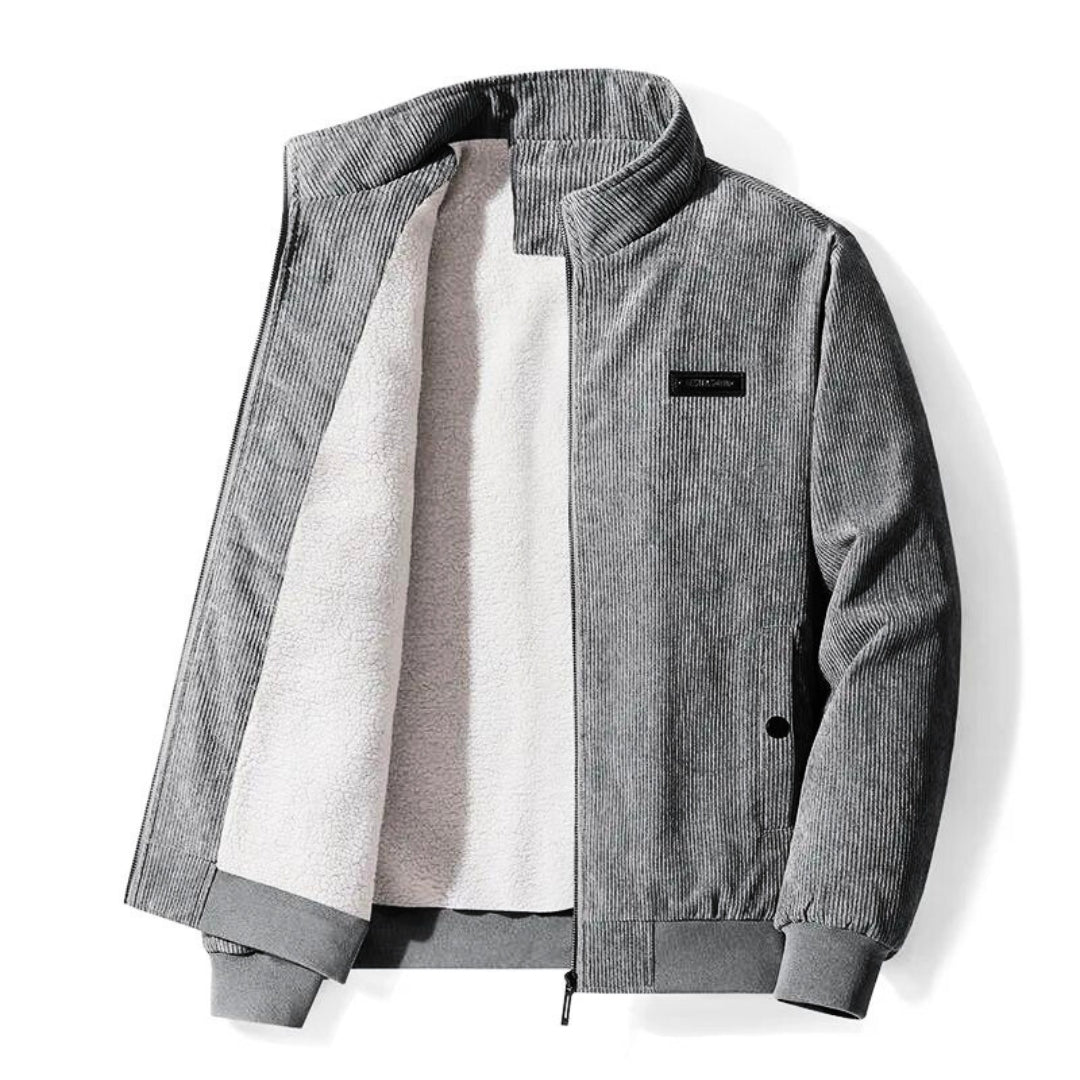 Roger - Retro Cordjacke mit kuscheligem Sherpa-Futter Gray