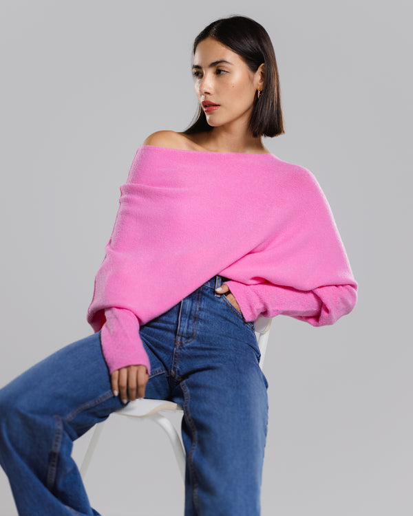 Roza - Asymmetrischer Cloud Drapierter Pullover
