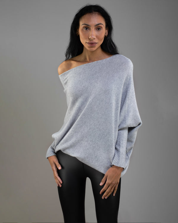 Roza - Asymmetrischer Cloud Drapierter Pullover