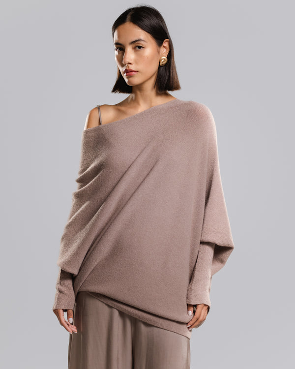 Roza - Asymmetrischer Cloud Drapierter Pullover