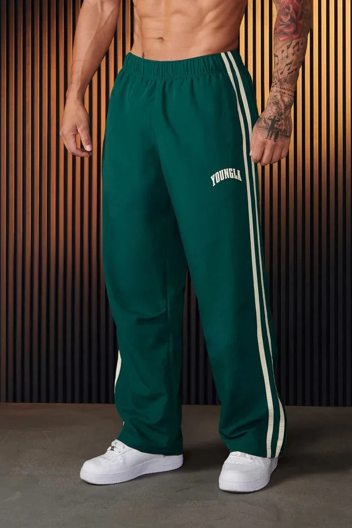 Rubén- Herren Sporthose mit Doppelstreifen Print Grün