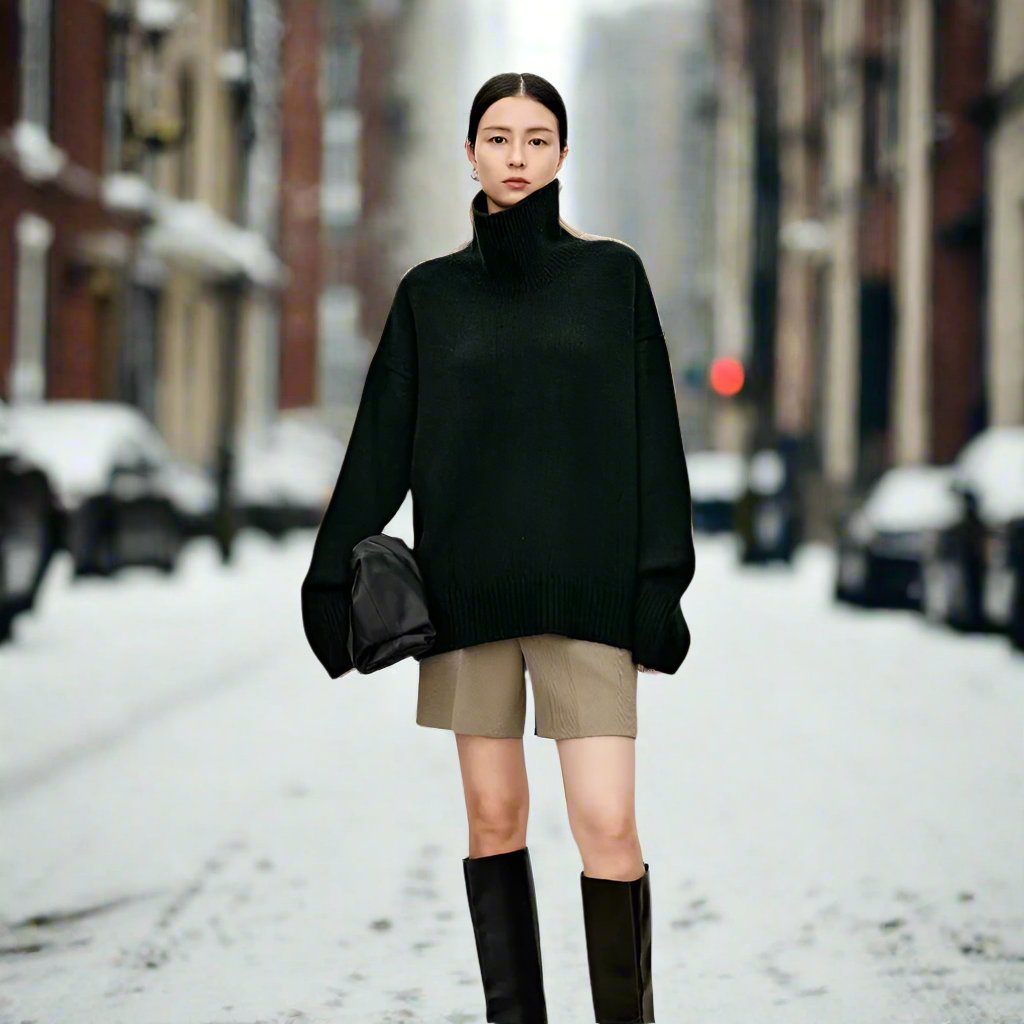 Bella -Luxuriöser, minimalistischer, eleganter Rollkragenpullover für Damen