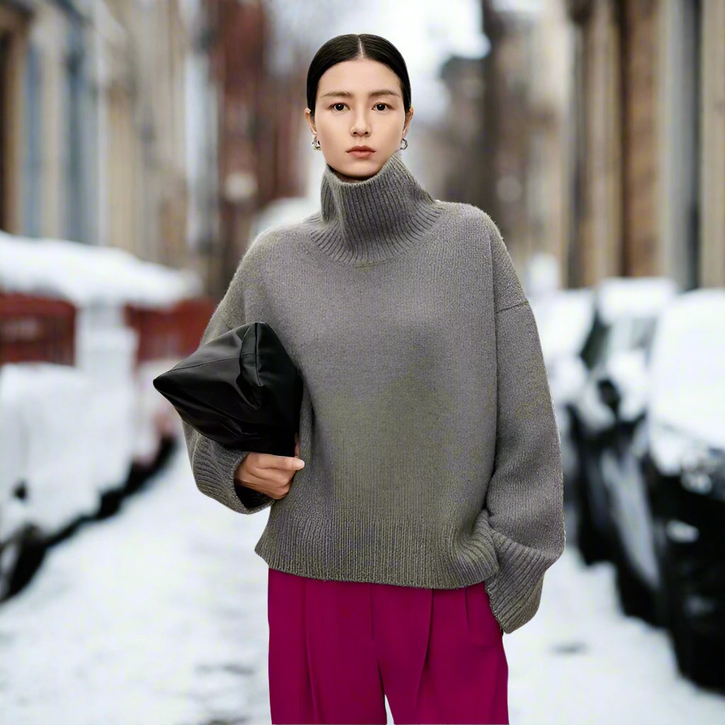 Bella -Luxuriöser, minimalistischer, eleganter Rollkragenpullover für Damen