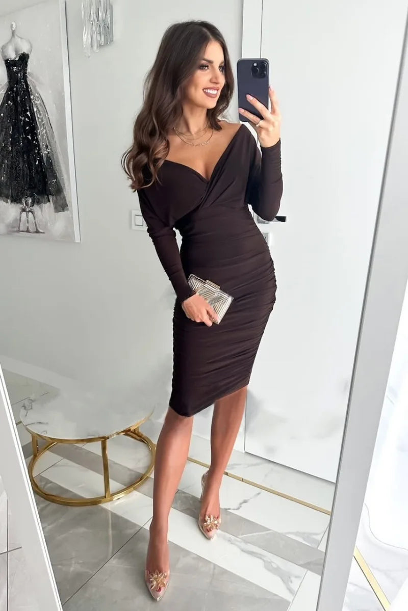 Lorelei - V-Ausschnitt Langärmelig Party-Kleid