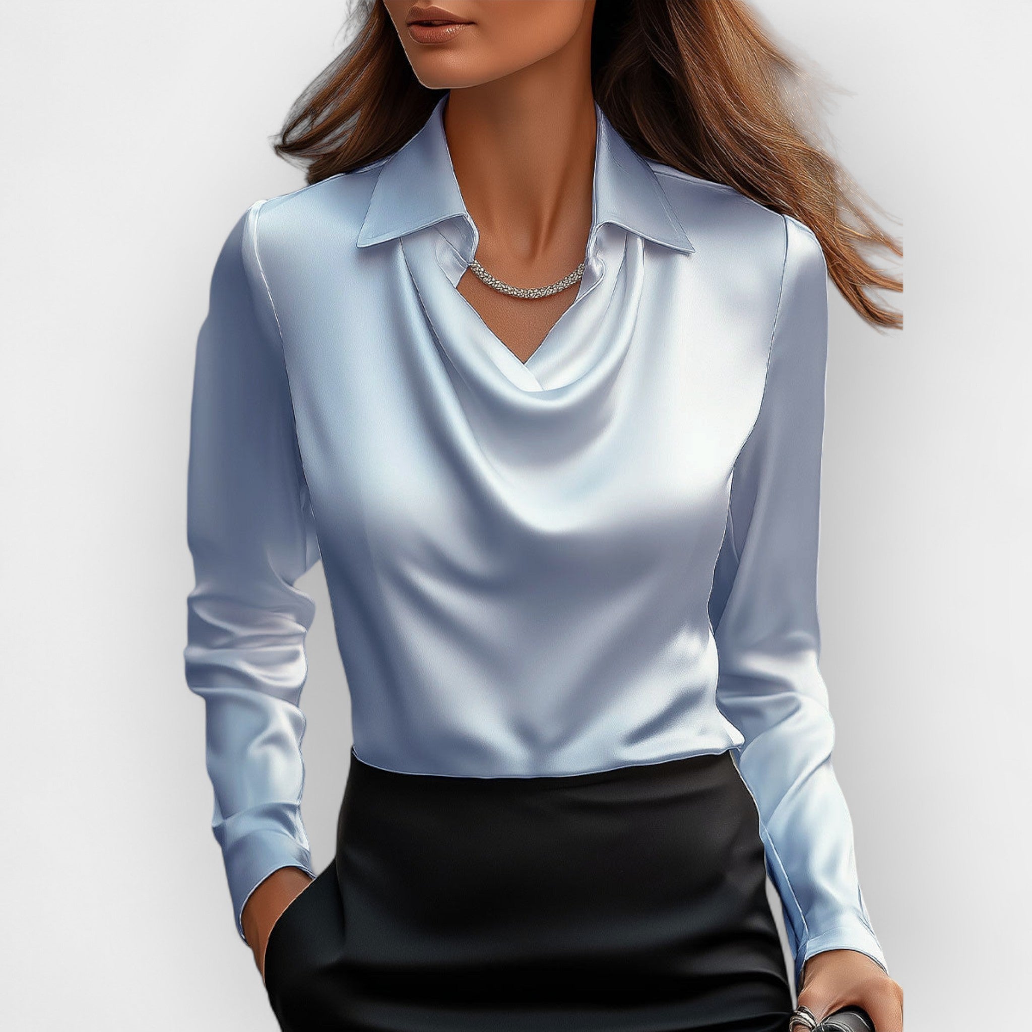 Jutta – Elegante Bluse Mit Wasserfallkragen