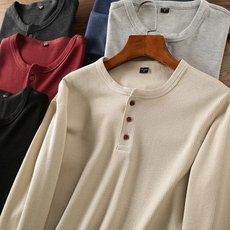 Mahir – Klassisches Henley-Langarmshirt für Herren