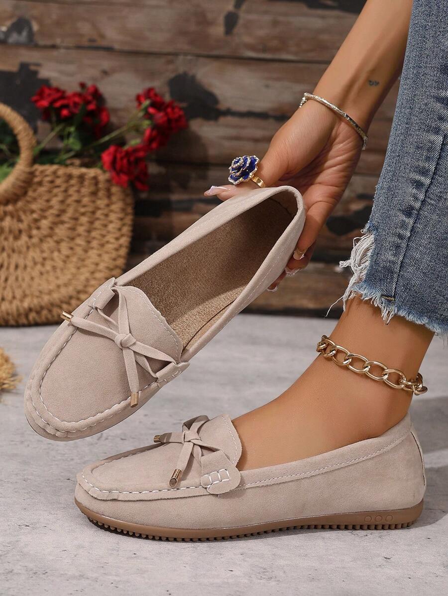 Sabine – Damen Loafer Mit Schleife Veloursleder Flach Komfort 4