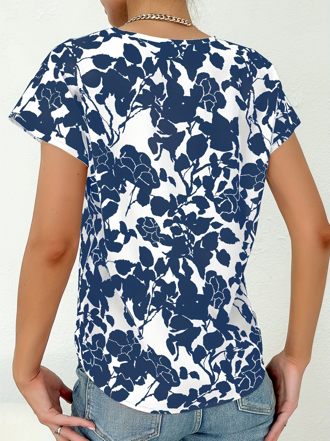 Simona- Damen Elegante Bluse Blau 1