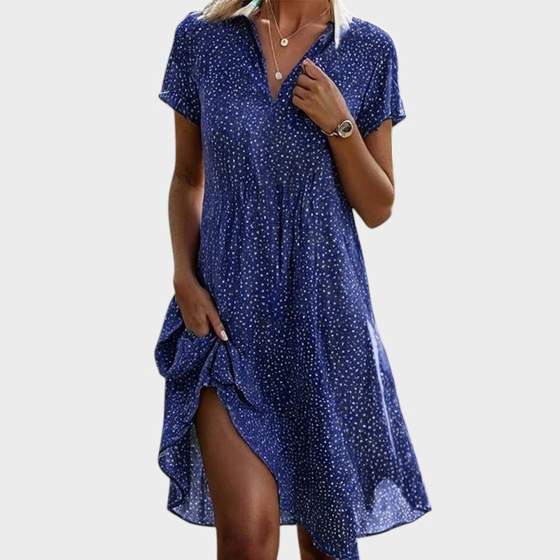 Sonja – Gepunktetes Midikleid Blau