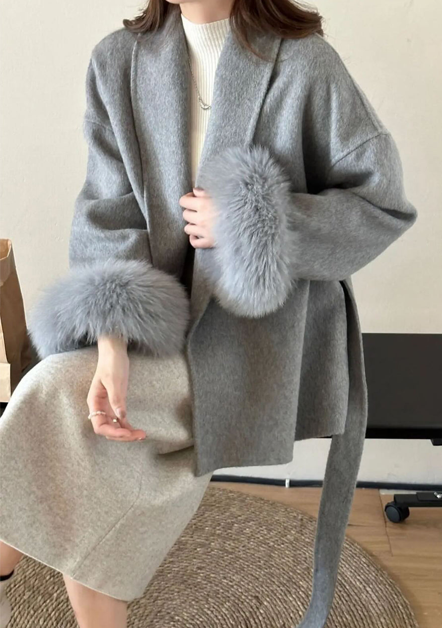 Sophia - Luxusmantel Beige-Braun