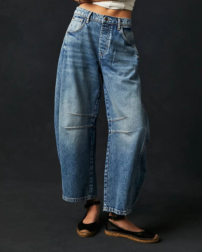 Sophie - Mid Rise Damen-Weitbeinjeans mit 4-Taschen-Design Blau