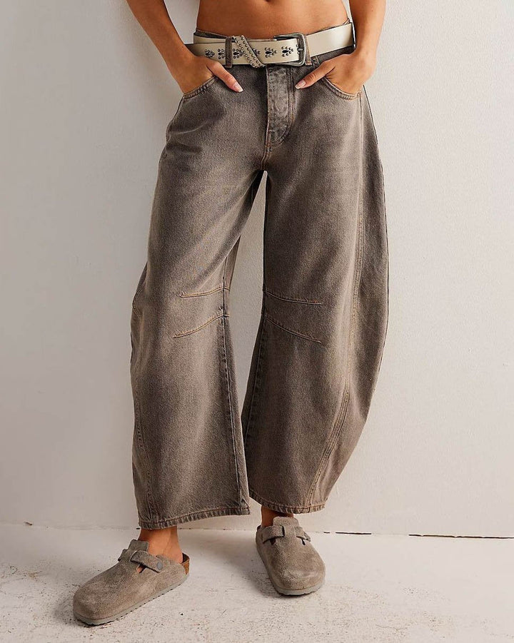 Sophie - Mid Rise Damen-Weitbeinjeans mit 4-Taschen-Design Braun