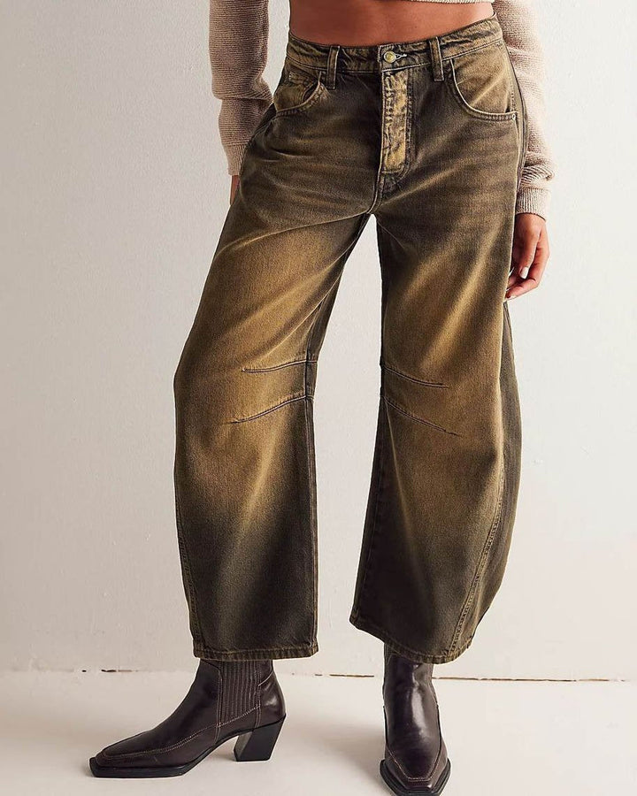 Sophie - Mid Rise Damen-Weitbeinjeans mit 4-Taschen-Design DunkelBraun
